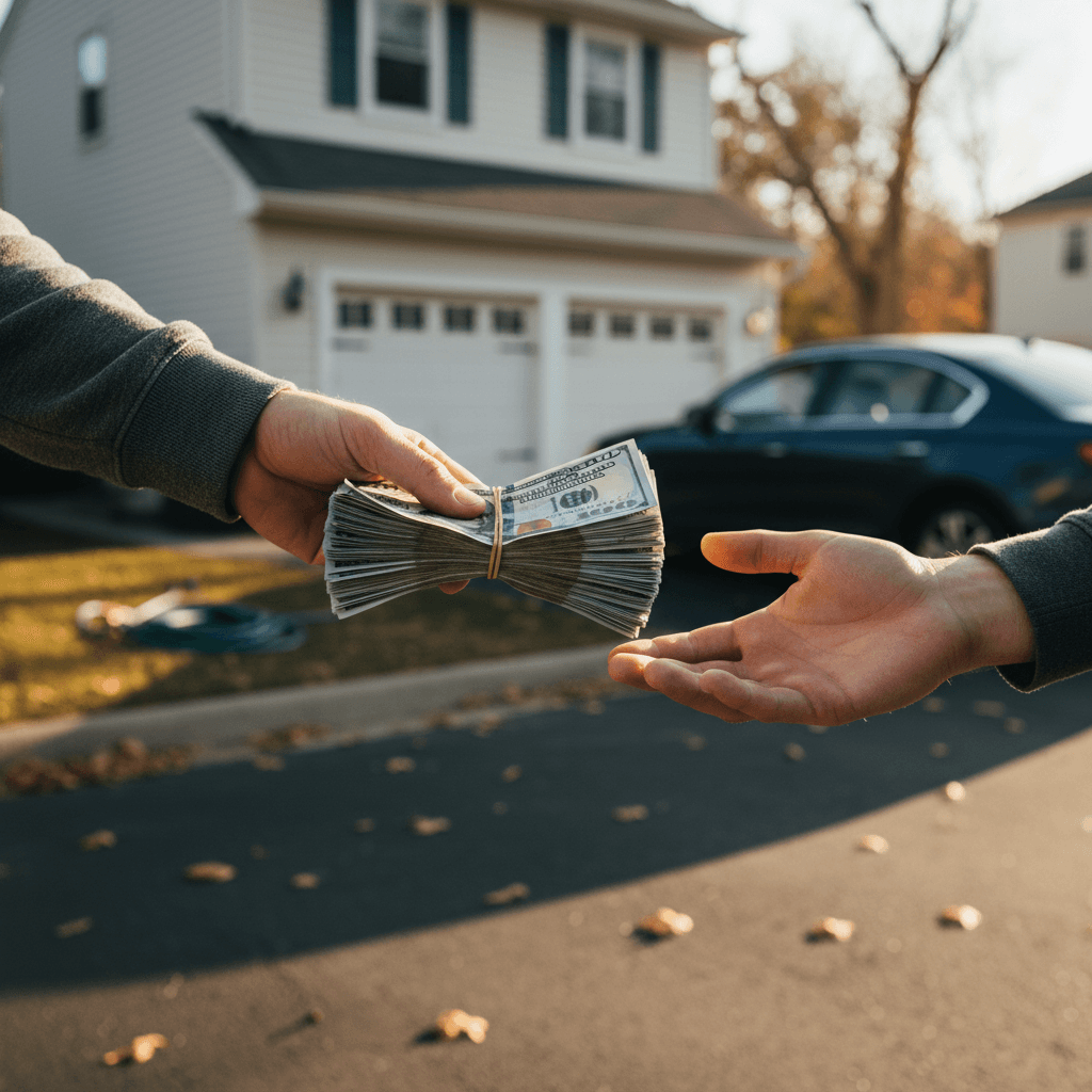 Cash payment handed over at pickup